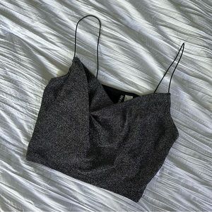 Silver Metallic H&M DIVIDED Cropped Shirt